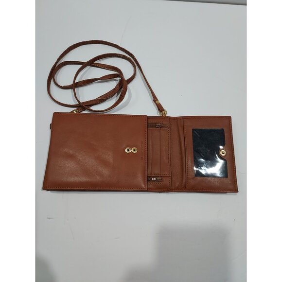 Crossbody Travel Bag Tan Brown Leather Vintage Small Purse Shoulder Bag Italy - Picture 6 of 13